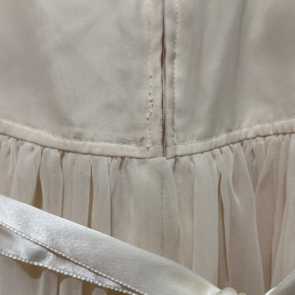 VTG Neiman Marcus Lace Chiffon Midi Maxi Dress XS Ivory Cream High‎ Neck Bridal - Picture 12 of 16